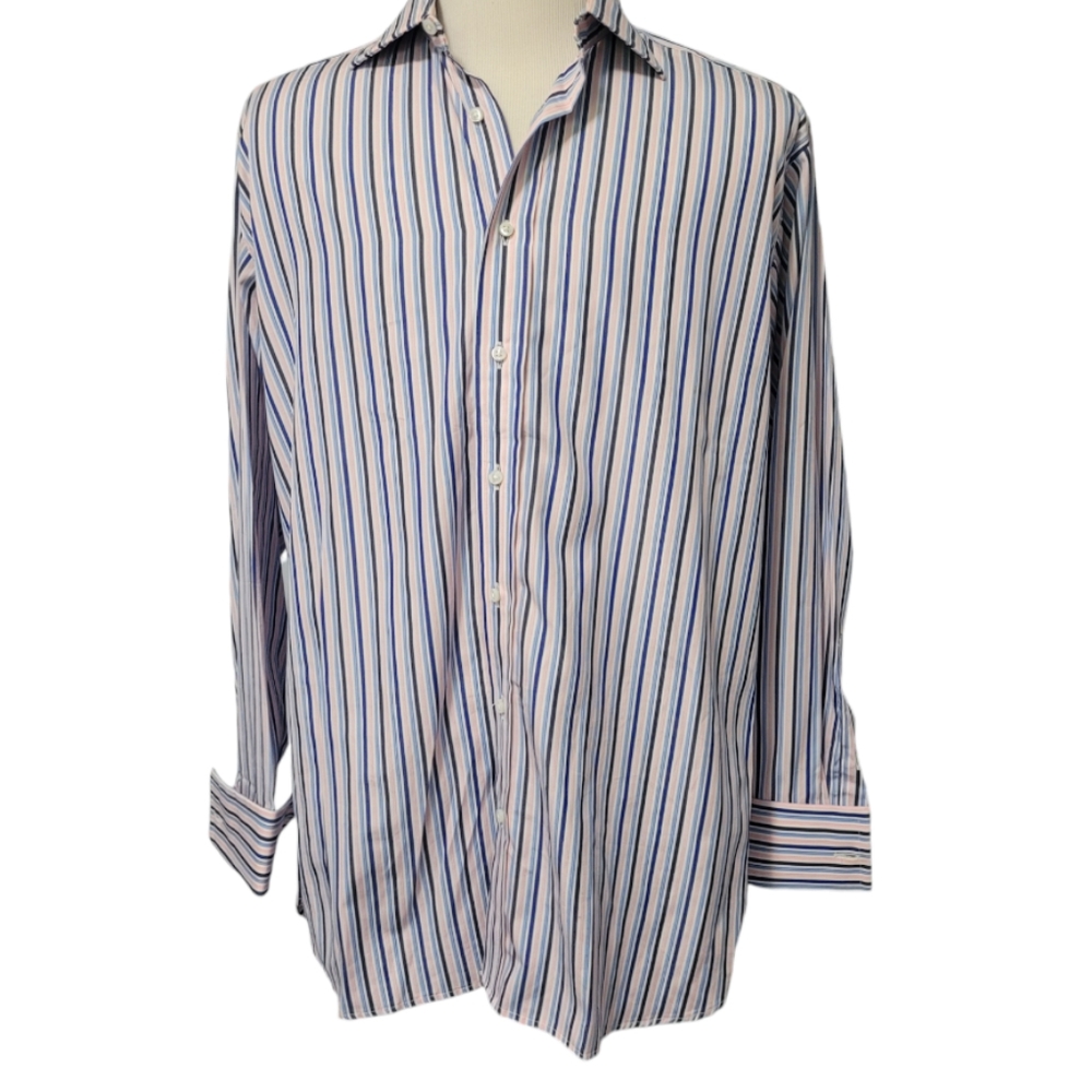 Burberry London Striped dress shirt, fold down cuffs, button up‎